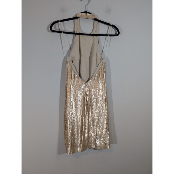 Nwt Express Dress Women Sz XS Gold Sequin Sleeveless Mini Party Cocktail - Picture 2 of 10